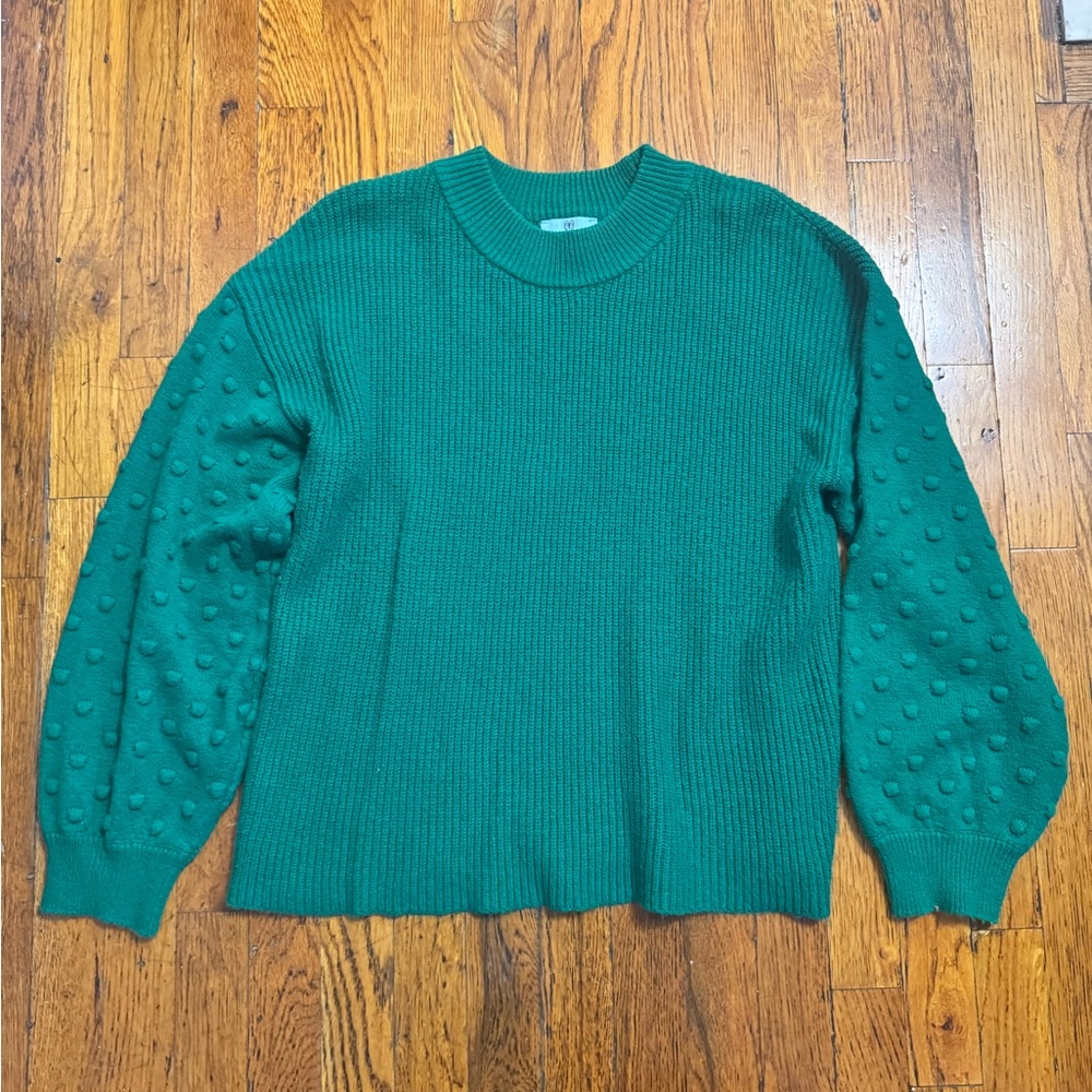 CeCe Kelly Green Pullover Puff Sleeve Sweater